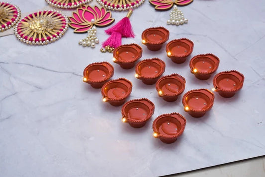 LED Light Water Sensor Diyas Plastic with, Ambient Lights PACK OF ( 12)